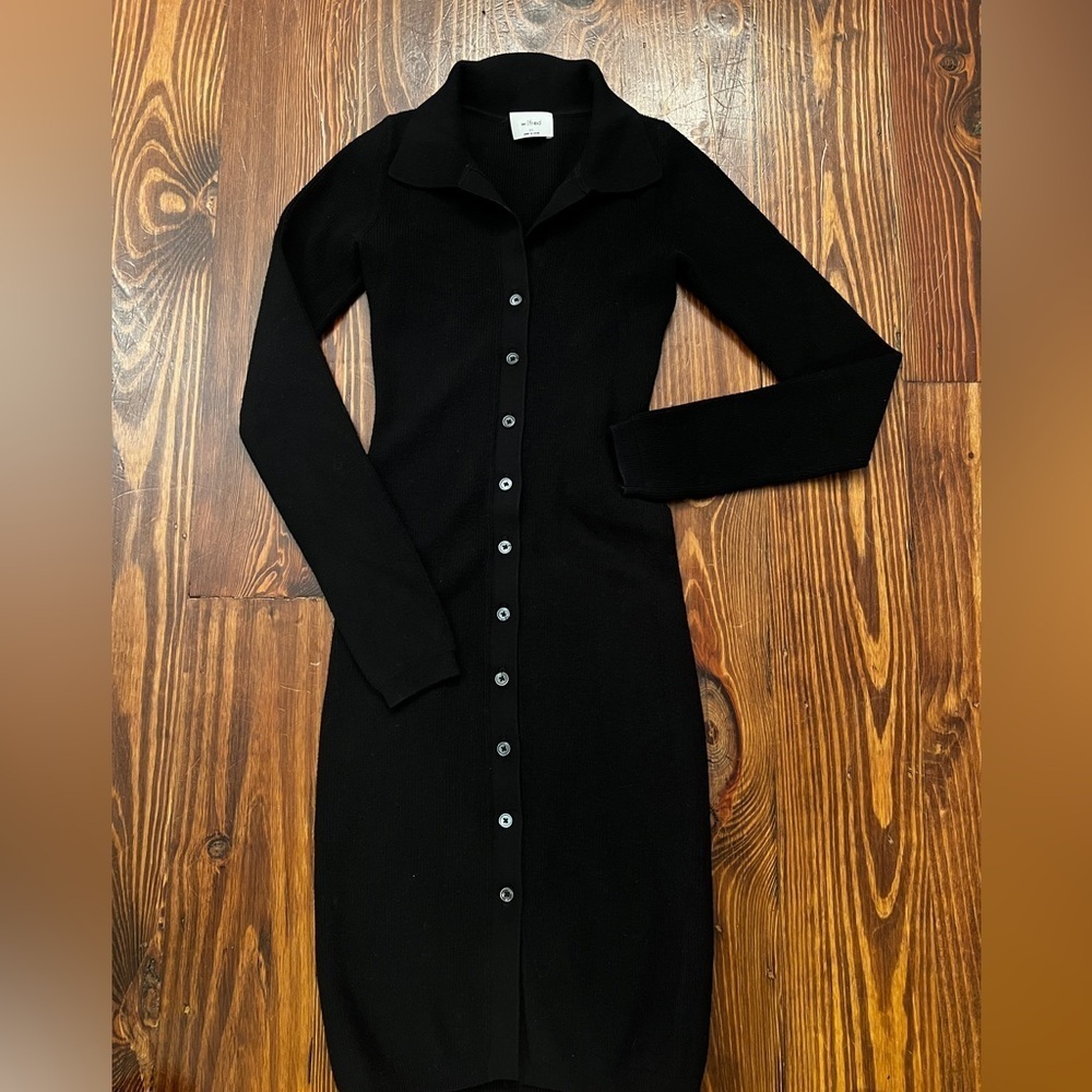 WILFRED ARITZIA Cove Black Sweater Button Down Dress - Picture 6 of 12